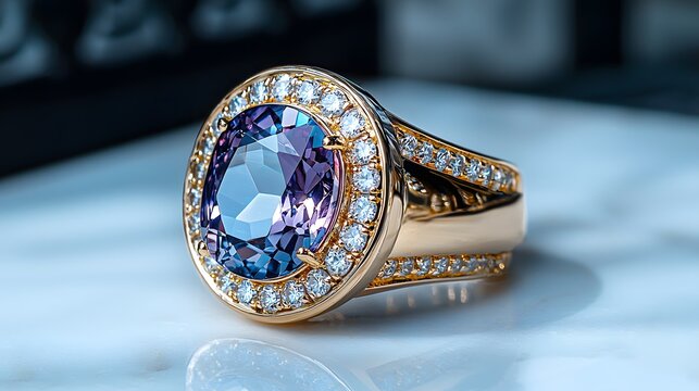 A shimmering topaz ring in a vintage design, elegantly positioned with blank space for text,