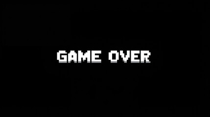 Obraz premium Pixelated text with the phrase “GAME OVER” in white on black background.