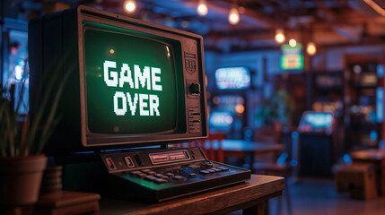 An old computer with the words GAME OVER written on it.