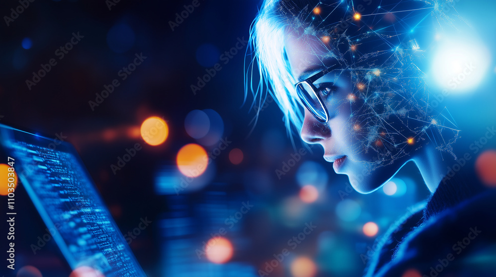Aufkleber ai learning and artificial intelligence concept. business, modern technology, internet and networkin