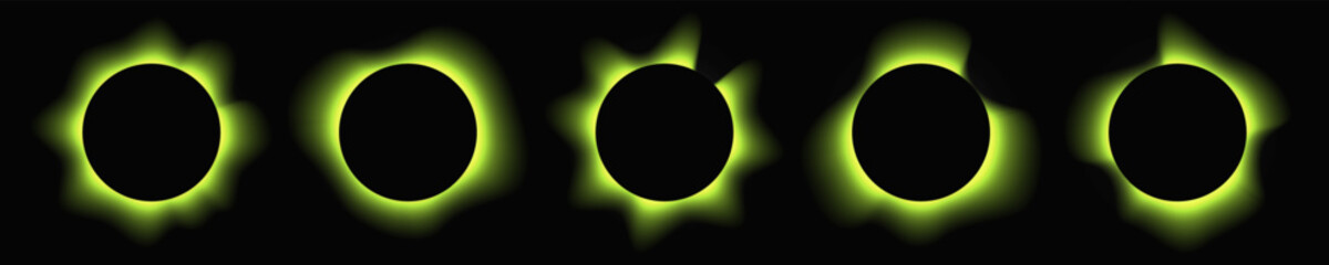 Set of green circle illuminate light frames