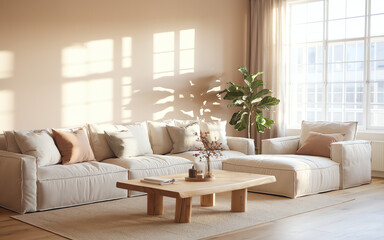 Cozy living room featuring a sectional sofa and natural light