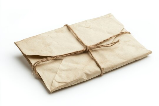 Manila envelope with string tie isolated on white background