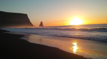 Sunrise in Reynisfjara beach