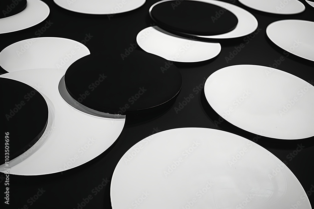 Aufkleber abstract black and white circular shapes design pattern background