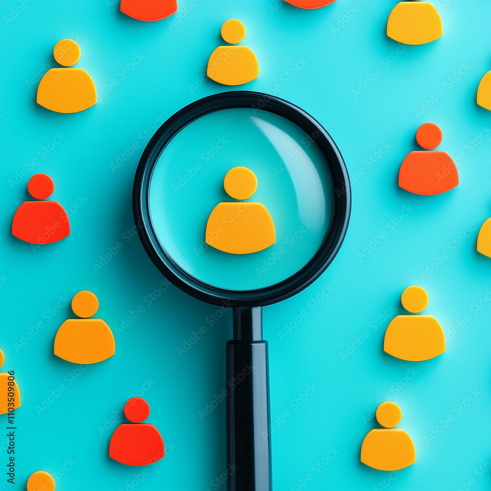 Poster ai generate user insights through magnifying glass digital environment infographic style strategic m