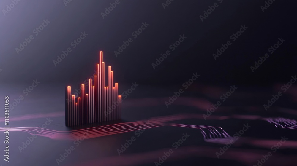 Poster 3d rendering of a futuristic cityscape with a dark background.