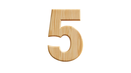 Wooden number 5 displayed against a neutral background, emphasizing simplicity and modern design in a contemporary setting.