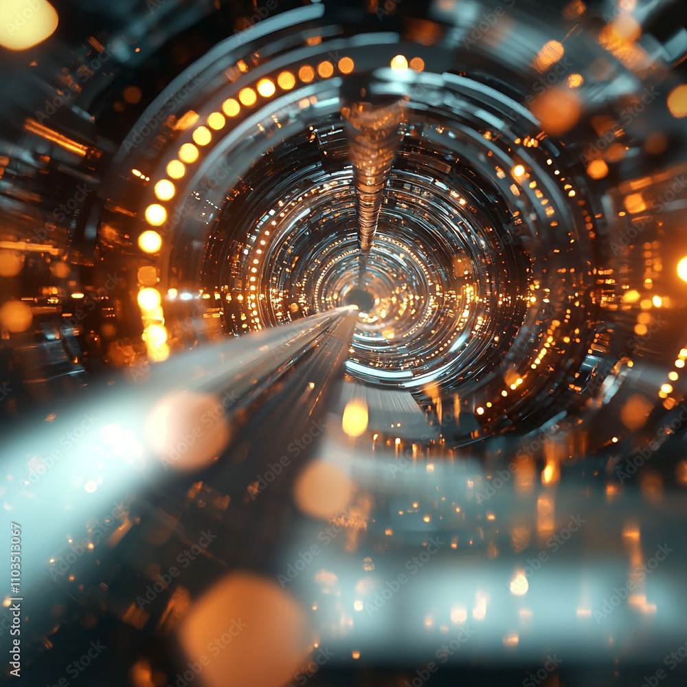 Aufkleber ai generated futuristic tunnel exploration digital world visual art abstract environment dynamic per
