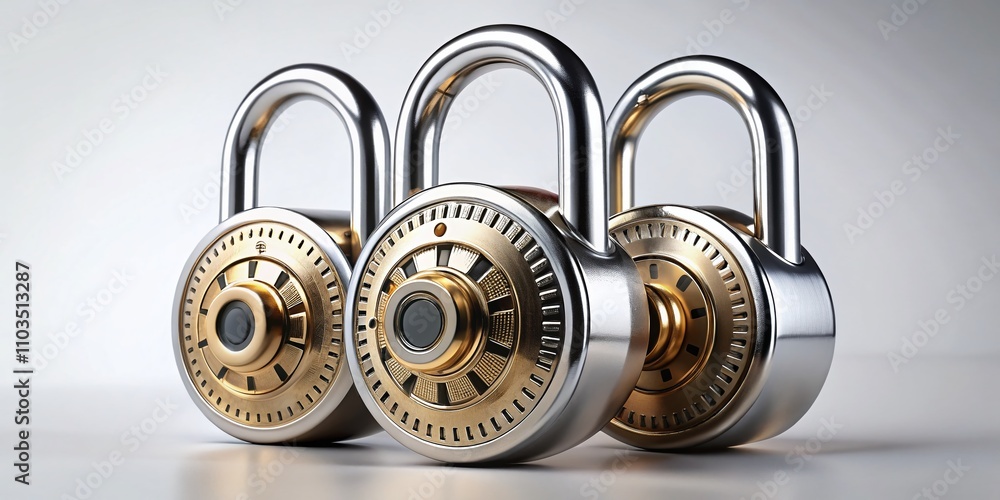 Poster creative combination lock design illustration isolated on white background for security concepts and