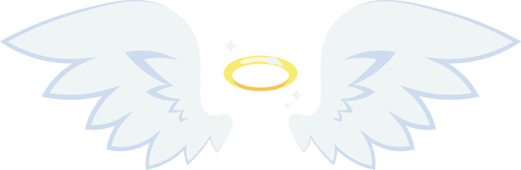 A pair of angel wings with a golden circle in the center