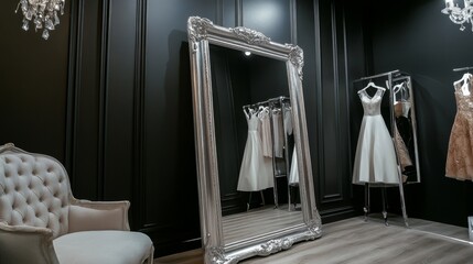 Obraz premium Elegant Bridal Boutique Showroom with Exquisite Dresses