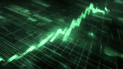 Fototapeta premium A glowing stock market graph showing rising trends on a futuristic digital interface.