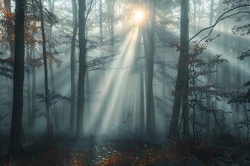 misty morning in the forest