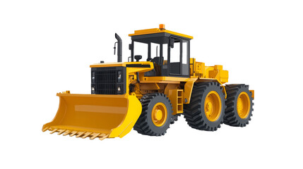 Obraz premium Heavy-duty yellow construction tractor isolated