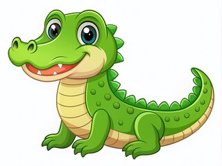 Cute Cartoon Crocodile Illustration for Children's Apparel and Stationery - Hand-Drawn Green Alligator Design Perfect for Safari and Jungle Themes