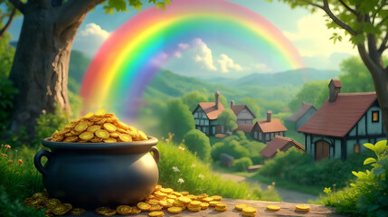 Charming Leprechaun with Glittering Cauldron