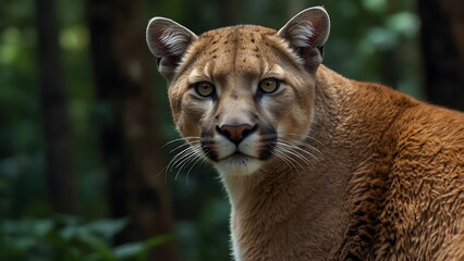 close up photo of a brown puma tiger