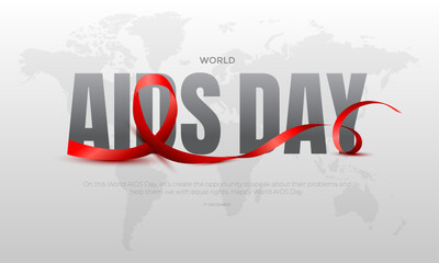 World AIDS Day Awareness 1st December illustration with red ribbon AIDS or HIV celebration day for poster. vector illustration.
