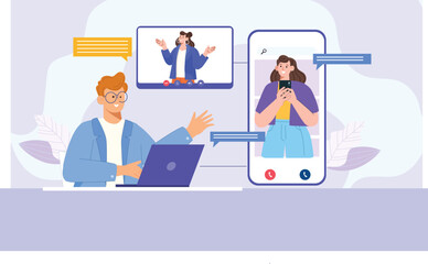 Video Conferencing Concept Illustration