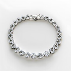 A delicate silver bracelet adorned with sparkling gemstones, showcasing elegant craftsmanship and timeless beauty.