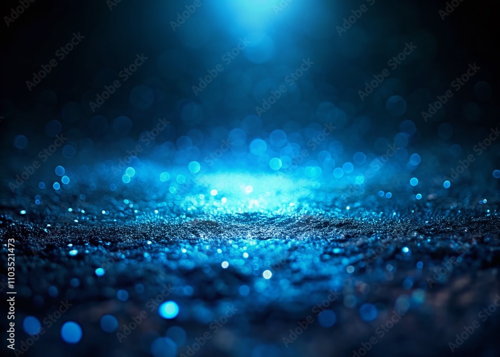 Poster deep black backdrop with glowing blue abstract noise shape for poster headers and creative designs, 