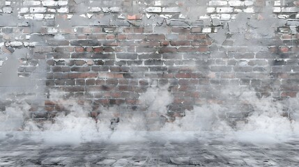 Smoky Atmosphere Before a Distressed Brick Wall