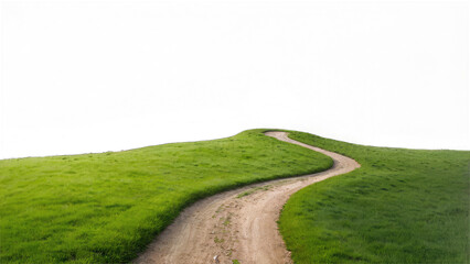 Obraz premium Winding dirt road through green field under dramatic sky transparent background