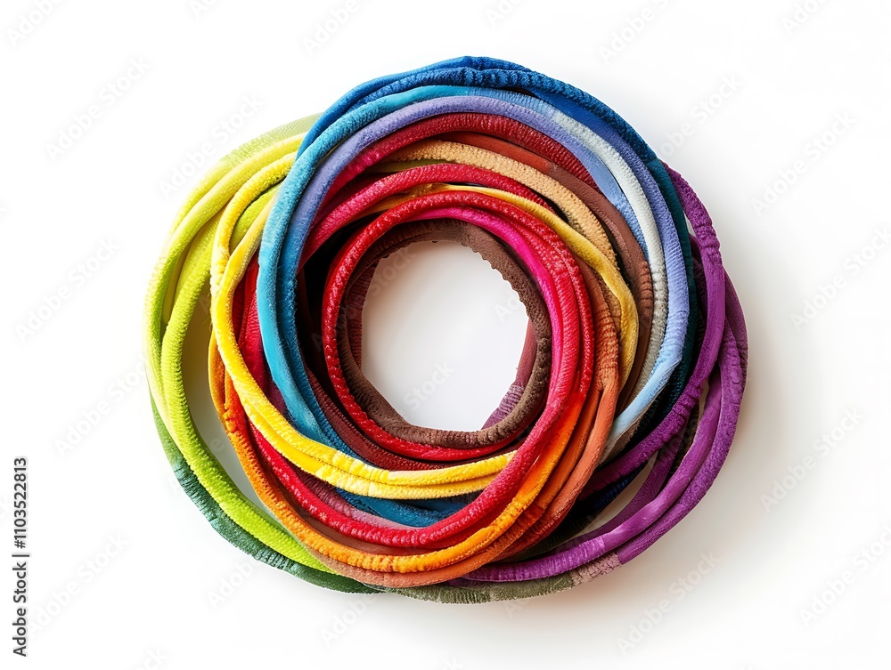 Poster a vibrant arrangement of colorful loops, creating a visually appealing spiral design that showcases 