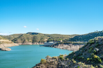 Fototapeta premium The scenic view of Naras Dam near Manavgat which is known for hiking, trekking and camping in Antalya