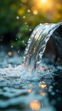 Glistening Water Droplets in Sunlight