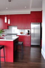 Fototapeta premium valentine day decorated kitchen. ai generated