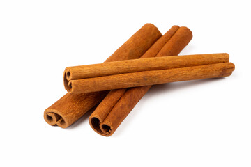 Cinnamon sticks on a white background