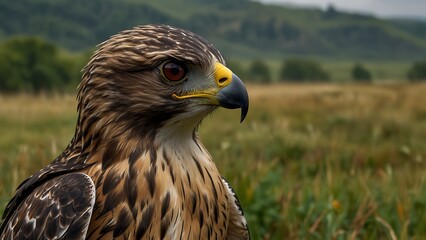 Fototapeta premium red tailed hawk looking for prey