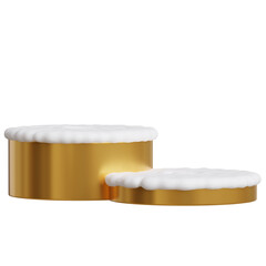 3D golden podium with snow on top.
