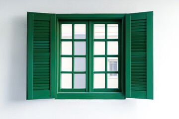 Obraz premium Green window shutters on a white wall