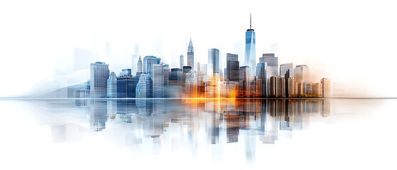 Global economic volatility reflected in urban landscape city skyline digital art modern environment aerial view conceptual imagery