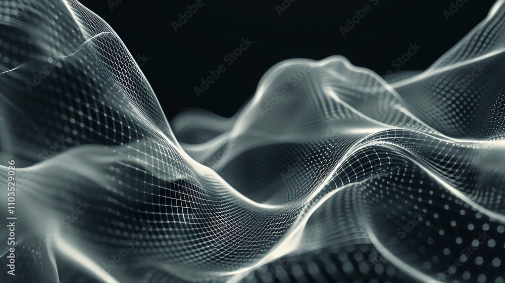 Poster abstract background of a gray and white 3d grid pattern.