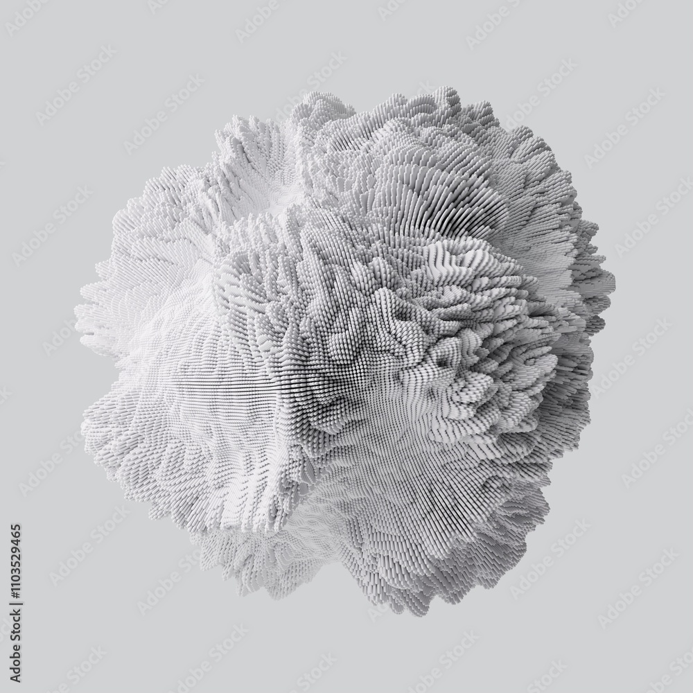 Poster 3d render of abstract detailed shape. minimal futuristic background.