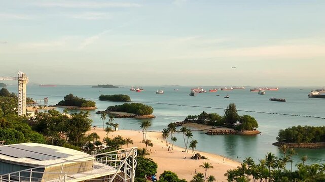 The top view angle of Sentosa Beach is one of the famous destinations in Singapore.