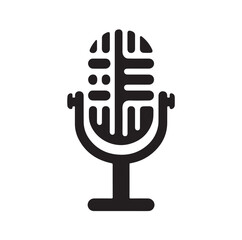 microphone set silhouette vector  illustration