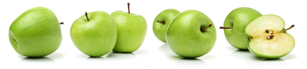 Green apples isolated on white background