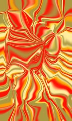 Vibrant abstract artwork featuring swirling red and gold patterns with fluid motion and dynamic shapes