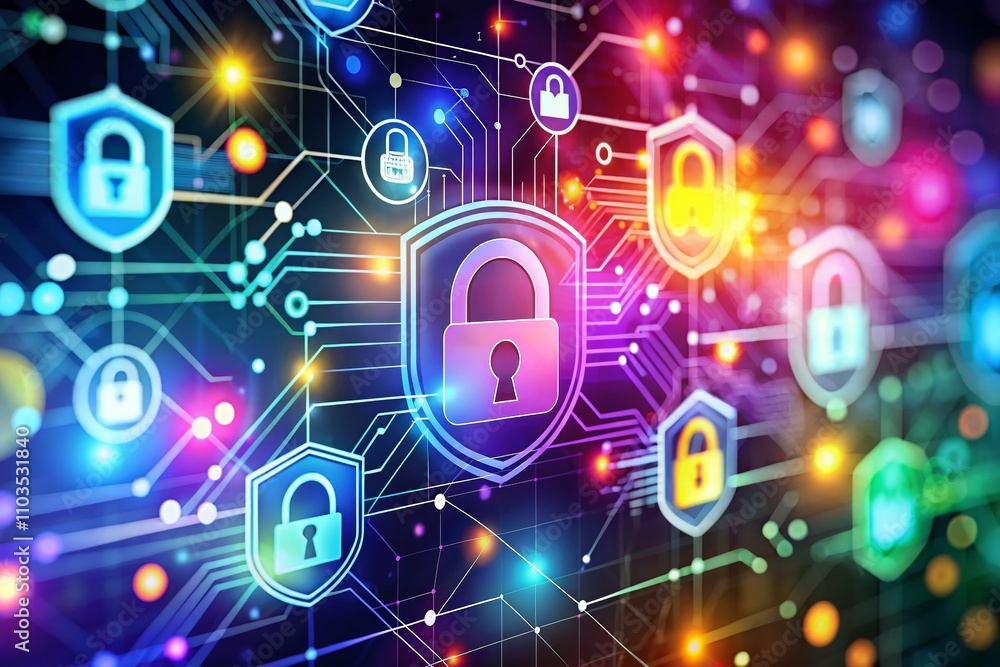 Aufkleber digital signature banner featuring cryptography and security icons - 3d style infographic for busine