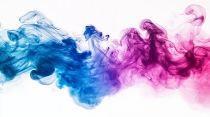 A mesmerizing blend of blue and pink smoke wafts through the air.