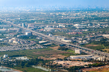 aerial of Bangkok with new modern highway