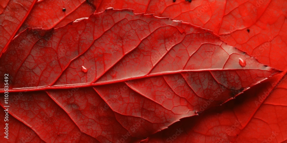 Aufkleber a leaf with a red color and some spots on it. the leaf is very thin and has a shiny surface