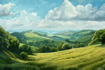 Obraz premium landscape with green hills