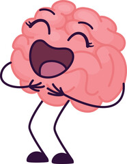 A cartoon brain is smiling and laughing
