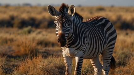 Obraz premium lonely zebra living in the savannah habitat